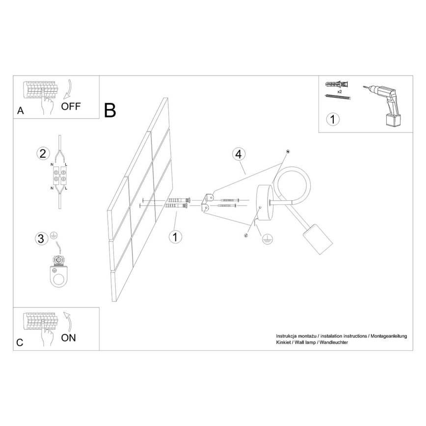 Sienas lampa LEVAR 1xE27/15W/230V melna