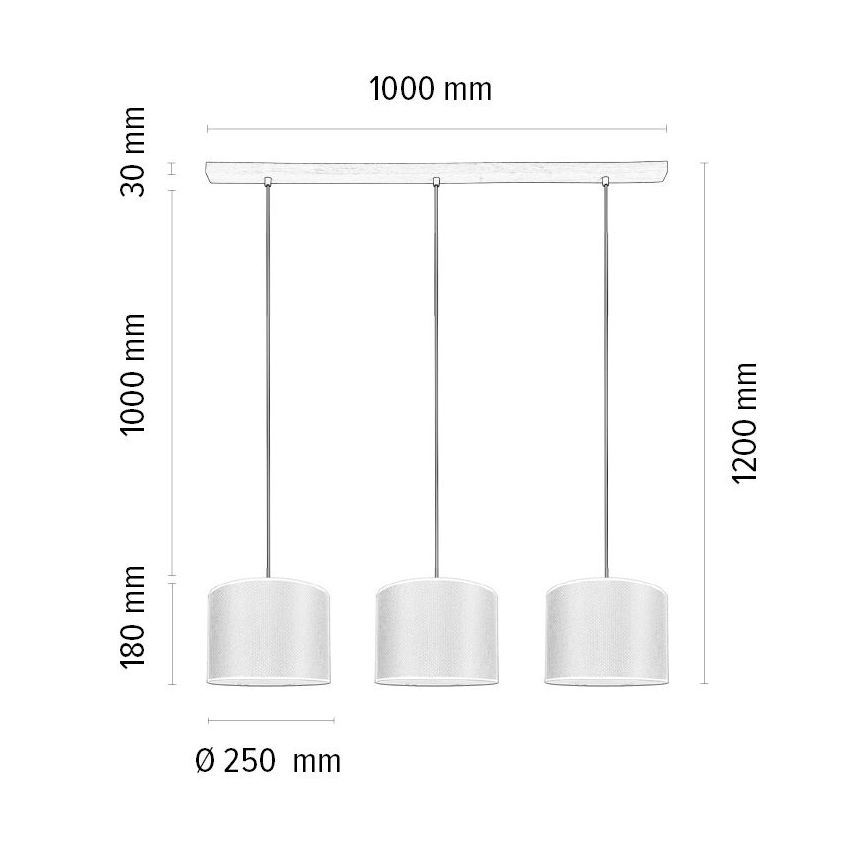 Lustra ar auklu BENITA 3xE27/40W/230V krēmkrāsa/ozols – FSC sertificēts