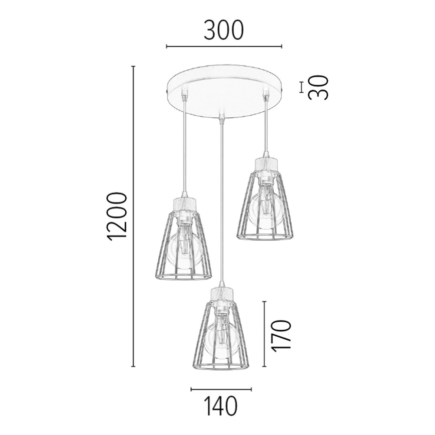 Spot-Light - Lustra ar auklu ORAZIO 3xE27/60W/230V ozolkoks - FSC sertifikāts