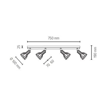 Starmetis MEGAN 4xE14/40W/230V ozolkoka - FSC sertifikāts