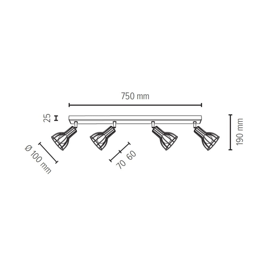 Starmetis MEGAN 4xE14/40W/230V ozolkoka - FSC sertifikāts