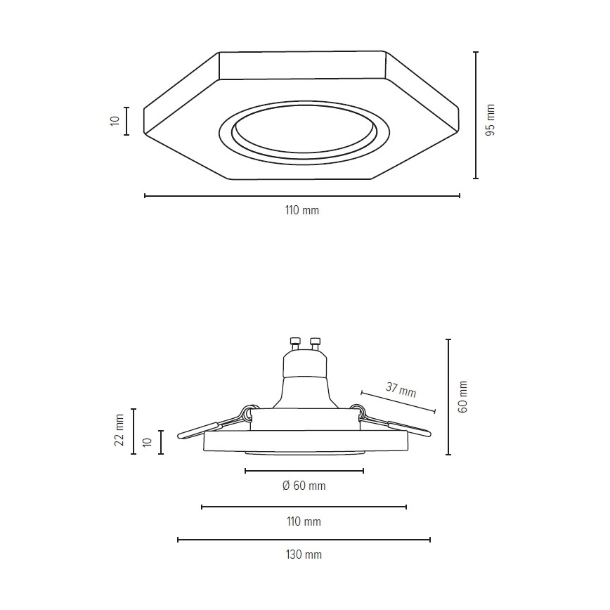 LED Iegremdējama lampa VITAR 1xGU10/5W/230V CRI 90 dižskābardis – FSC sertificēts