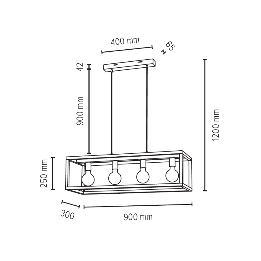 Lustra ar auklu KAGO 4xE27/60W/230V matēts ozolkoks- FSC sertifikāts