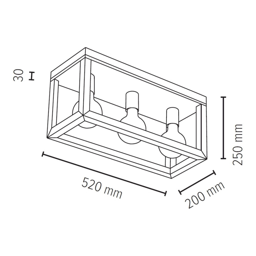 Griestu lampa KAGO 3xE27/60W/230V matēts ozolkoks - FSC sertifikāts