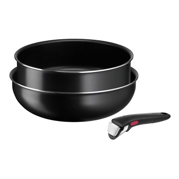 Tefal - Pannu komplekts 3 gab. INGENIO EASY COOK & CLEAN BLACK