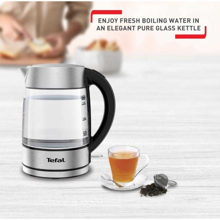 Tefal - Tējkanna GLASS 1,7 l  2200W/230V hroms