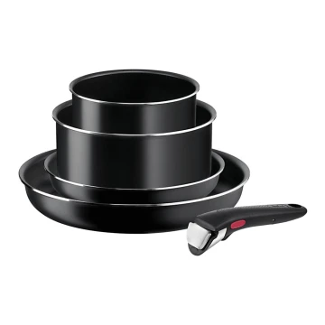 Tefal - Virtuves trauku komplekts 5 gab. INGENIO EASY COOK & CLEAN BLACK