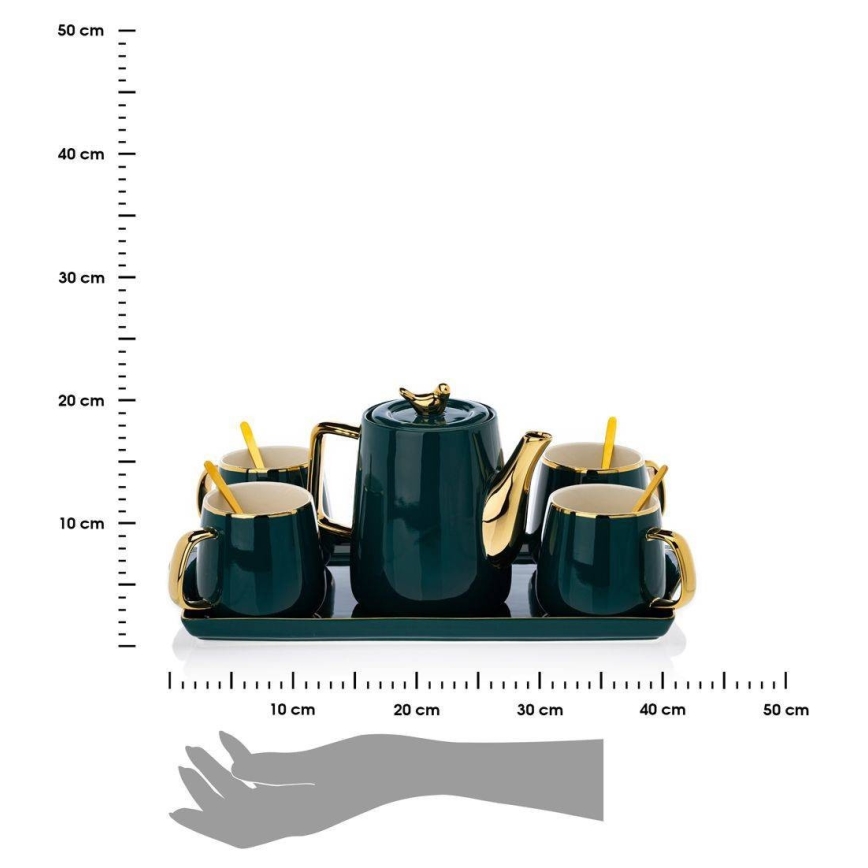 Tējas servīze NOAH zaļa/zelta