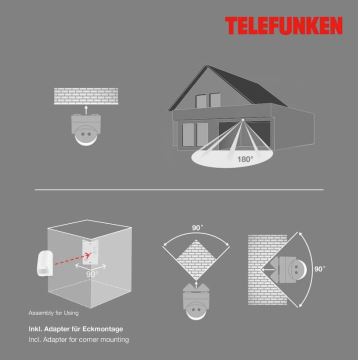 Telefunken 306506TF - Āra kustību sensors 180° IP44 balta