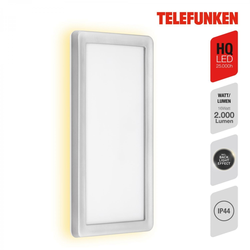 Telefunken 313604TF - LED Āra sienas lampa LED/16W/230V IP44 sudraba