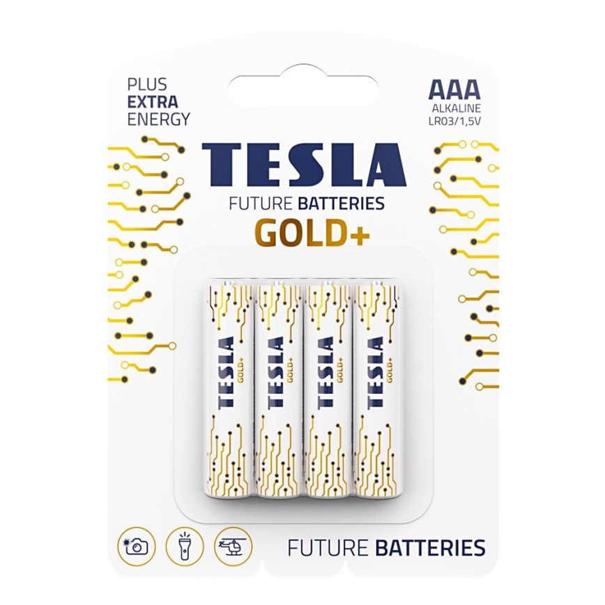Tesla Batteries - 4 gab. Sārmaina baterija AAA GOLD+ 1,5V 1350 mAh