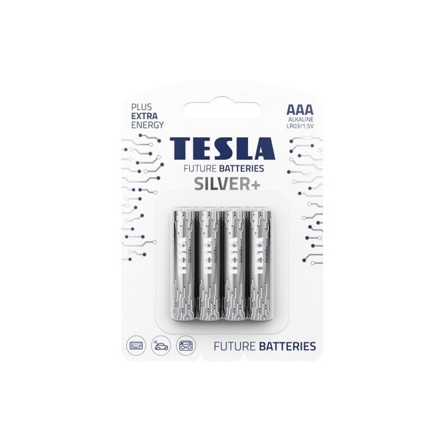 Tesla Batteries - 4 gab. Sārmaina baterija AAA SILVER+ 1,5V 1300 mAh