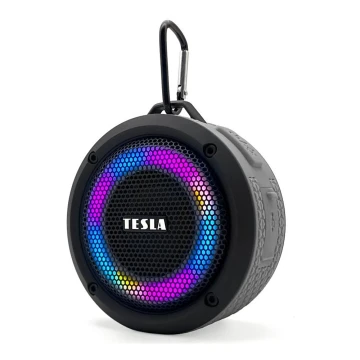 TESLA Electronics - LED RGB Bezvadu skaļrunis 5W/1200 mAh/3,7V IPX7 pelēka