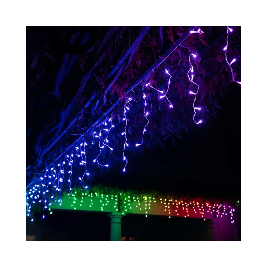 Twinkly - LED RGBW Aptumšojama āra Ziemassvētku aizkars ICICLE 190xLED 11,5m IP44 Wi-Fi