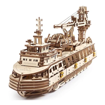 Ugears - 3D koka mehāniskā puzle Pētnieciskais kuģis