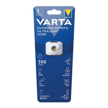 Varta 18631101401 - LED Aptumšojama uzlādējama galvas lampa OUTDOOR SPORTS LED/5V IPX4 balta