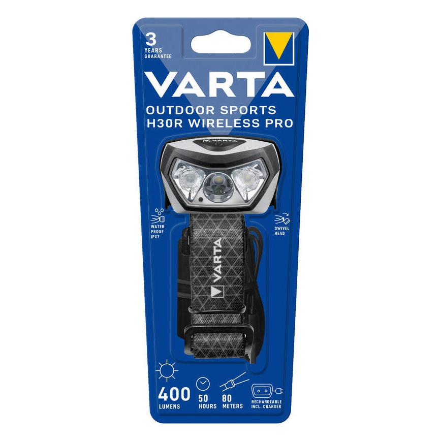 Varta 18650101401 - LED Aptumšojama uzlādējama galvas lampa OUTDOOR SPORTS LED/5V 1800mAh IPX7