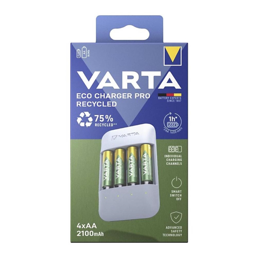 Varta 57683101121 - Baterijas lādētājs 4xAA/AAA 2100mAh 5V