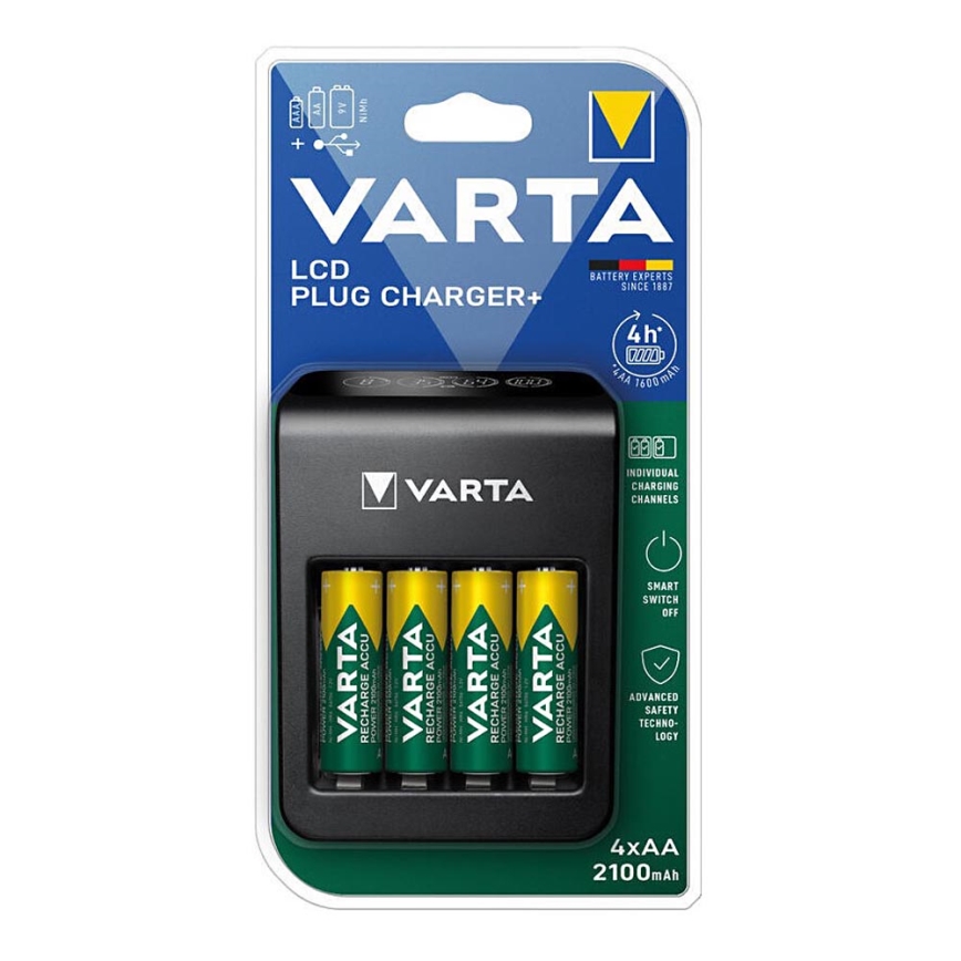 Varta 57687101441 - LCD Baterijas lādētājs 4xAA/AAA 2100mAh 230V