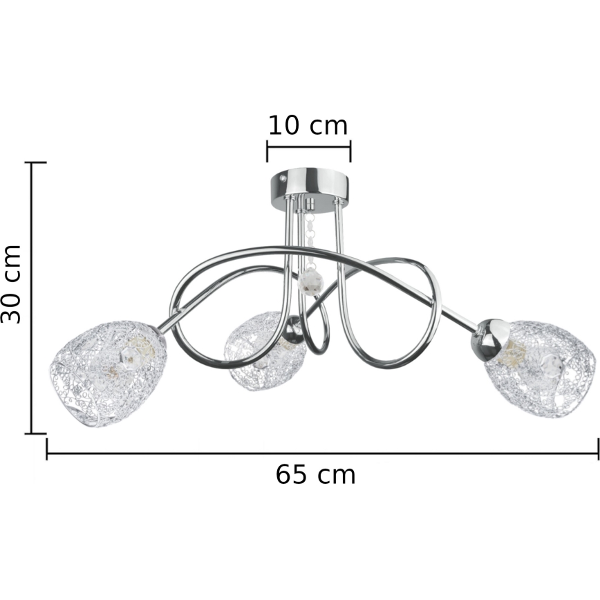 Virsapmetuma lustra TWIST CRYSTAL 3xE14/40W/230V