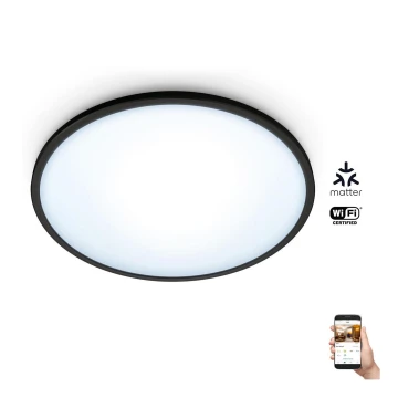 WiZ - LED Aptumšojama griestu lampa SUPERSLIM LED/16W/230V 2700-6500K Wi-Fi melna