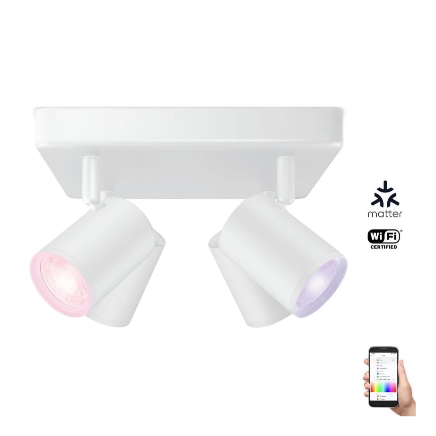 WiZ - LED RGBW Aptumšojams starmetis IMAGEO 4xGU10/4,9W/230V 2200-6500K Wi-Fi CRI 90 balts