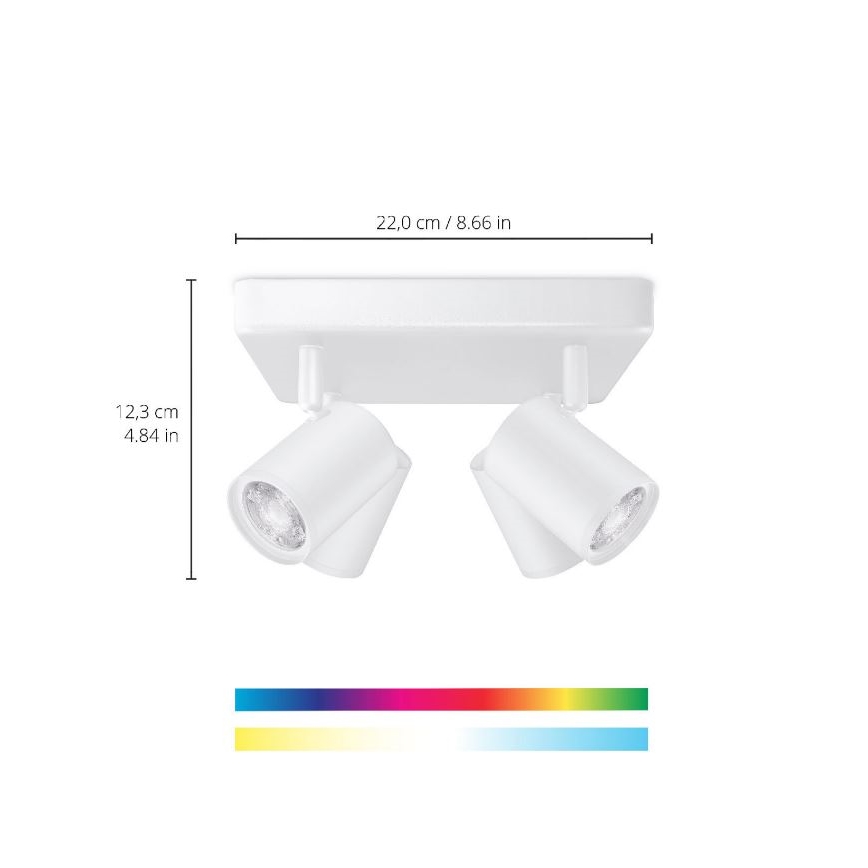 WiZ - LED RGBW Aptumšojams starmetis IMAGEO 4xGU10/4,9W/230V 2200-6500K Wi-Fi CRI 90 balts