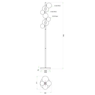 Wofi 3014-701W - LED Grīdas stāvlampa VILLA 7xG9/3W/230V zelta