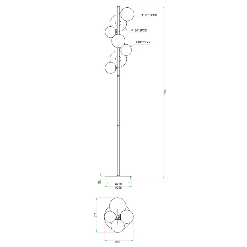 Wofi 3014-705W - LED Grīdas stāvlampa VILLA 7xG9/2,7W/230V