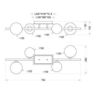 Wofi 7014-401W - LED Virsapmetuma lustra VILLA 4xG9/3W/230V zelta