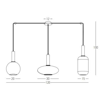 Zambelis 22151 - Lustra ar auklu 3xE27/40W/230V zelta