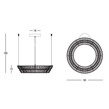 Zambelis 23046 - LED Aptumšojama kristāls lustra ar auklu LED/38W/230V CRI 90 3000K d. 60 cm misiņš