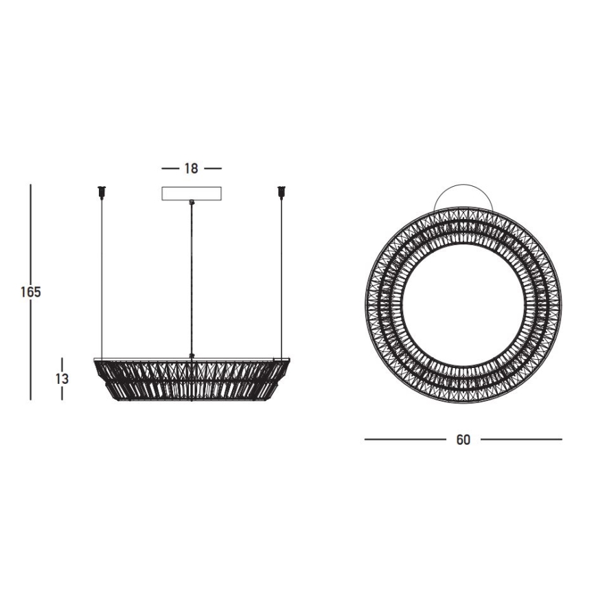 Zambelis 23046 - LED Aptumšojama kristāls lustra ar auklu LED/38W/230V CRI 90 3000K d. 60 cm misiņš