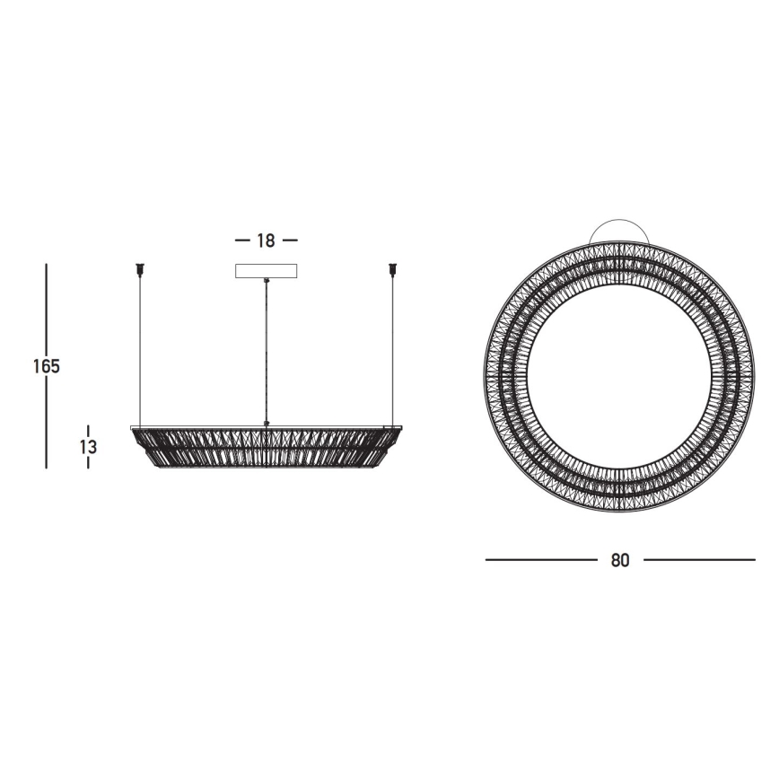 Zambelis 23048 - LED Aptumšojama kristāls lustra ar auklu LED/55W/230V CRI 90 3000K d. 80 cm misiņš