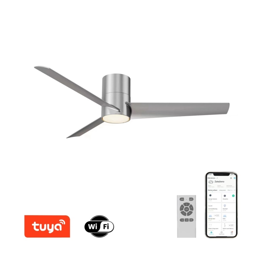 ZEVENTI - LED Griestu ventilators BARROSA LED/18W/230V Wi-Fi Tuya hroms + tālvadības pults