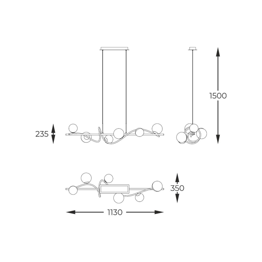 Zuma Line - Lustra ar auklu 6xG9/3,5W/230V melna