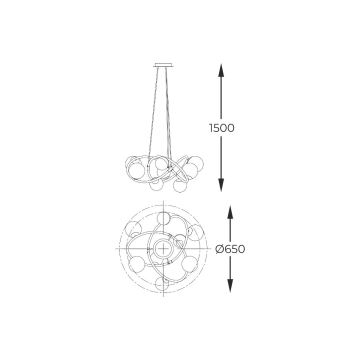 Zuma Line - Lustra ar auklu 8xG9/3,5W/230V melna