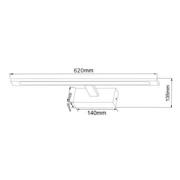 Zuma Line - LED Vannas istabas spoguļa apgaismojums LED/20W/230V 62 cm IP44 melna